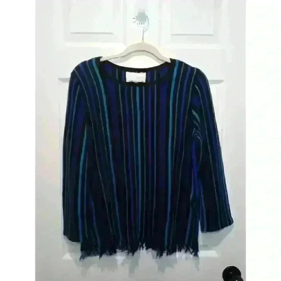 NWOT Pappagallo Stripe Fringe Trim Boho‎ Top Women's Small - Picture 1 of 10